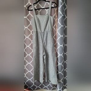 Adorable Navy and White Striped Sleeveless Cropped Jumpsuit